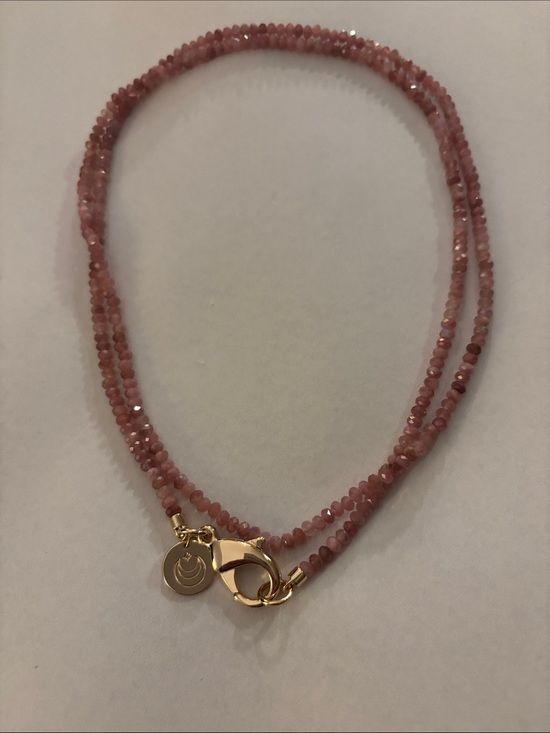 Jewelry - Jane Win Pink Faceted Pink Tourmaline Double-Wrap Necklace with Gold Clasp